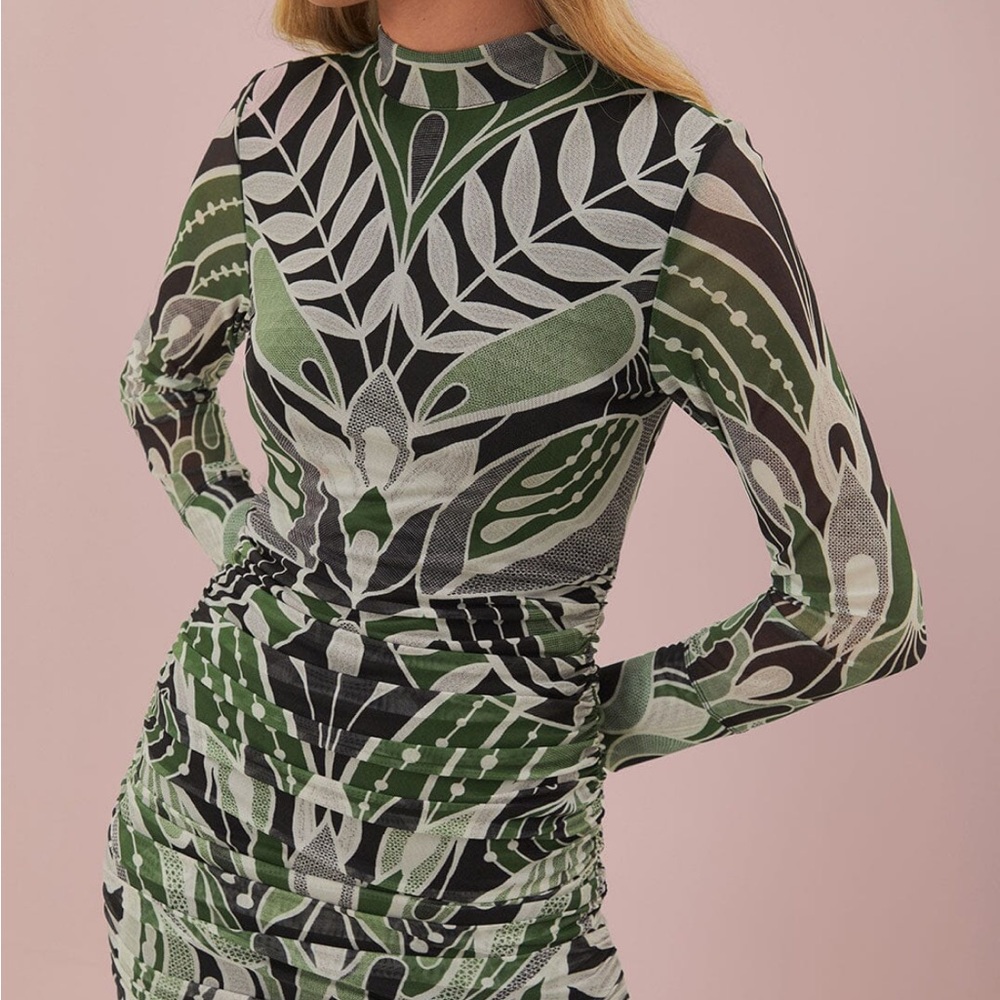 BNWT FARM Rio Green and Black Long Sleeve Dress size Large - Picture 8 of 9